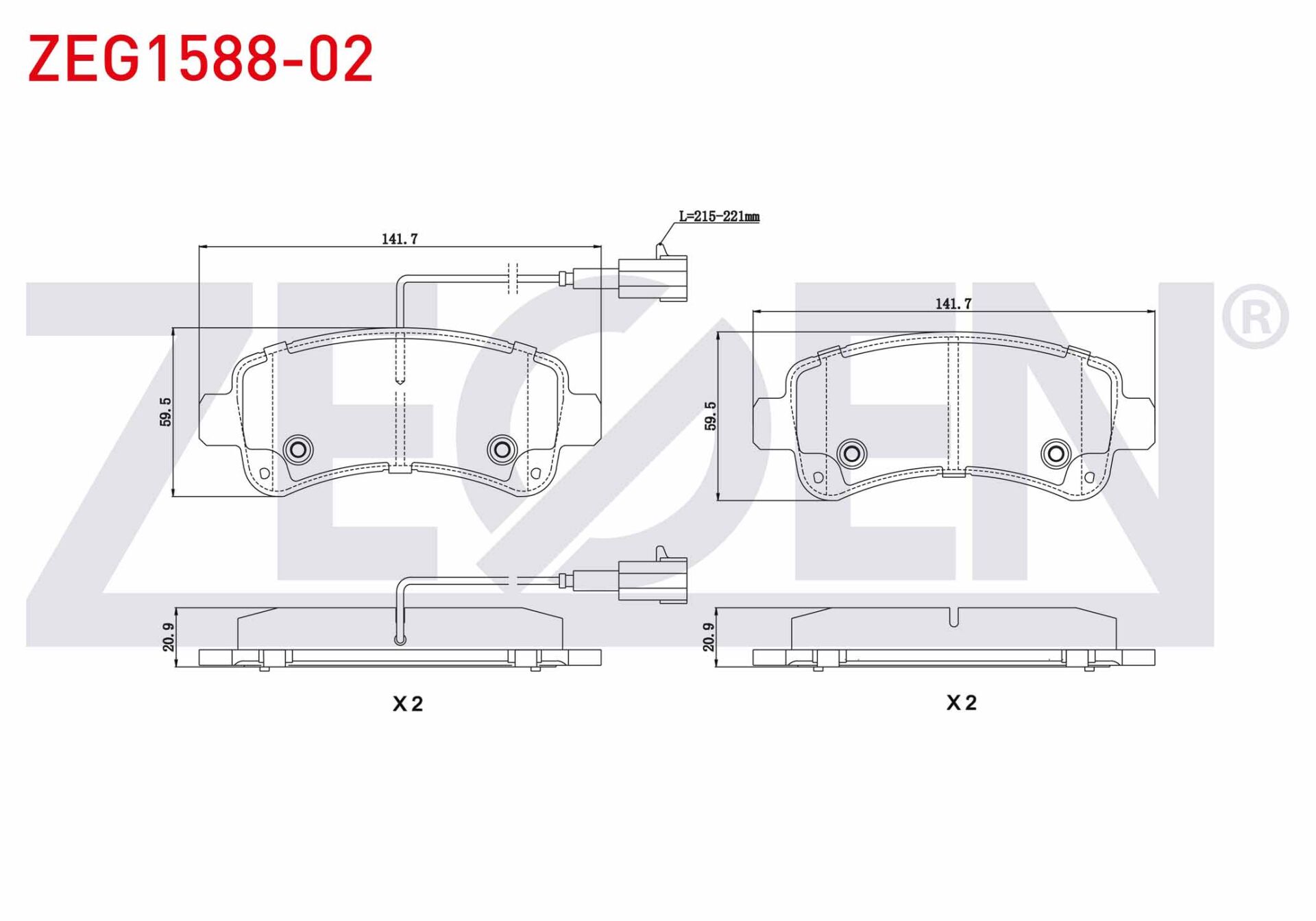 Arka Fren Balatası Zegen ZEG158802 Ducato / Boxer / Jumper 2014-2024 / 2024+ OEM 77367094