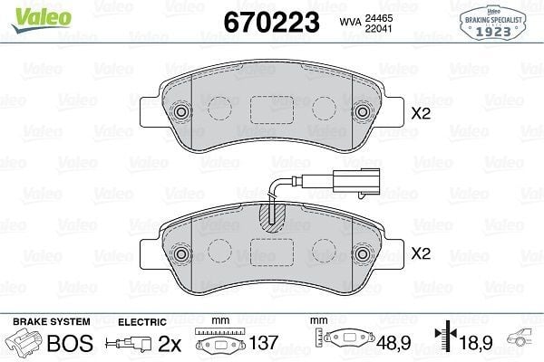 Arka Fren Balatası Valeo 670223 Ducato / Boxer / Jumper 2006-2024 / 2024+ OEM 77364016