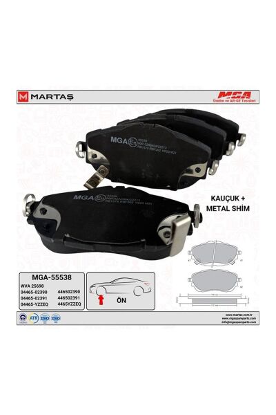 Ön Fren Balatası MGA 55538 Toyota Corolla / Auris 2013-2019