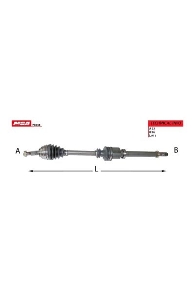 Sağ Aks Komple MGA 70238 Renault Megane II 2002-2008 / Kangoo 2008-2021 / Mercedes-Benz Citan 2012-2021