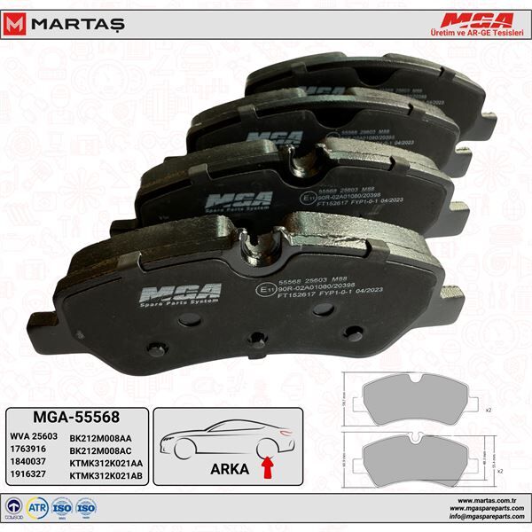 Arka Fren Balatası MGA 55568 OEM BK21 2M008 AA