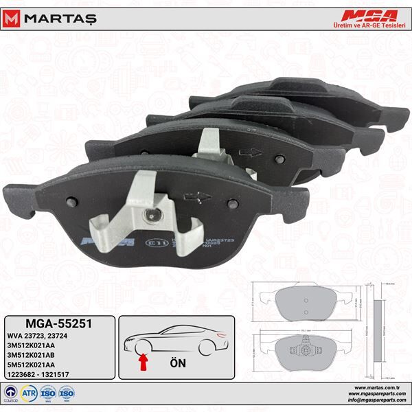 Ön Fren Diski MGA 55251 Focus OEM AV61 2K021 AB
