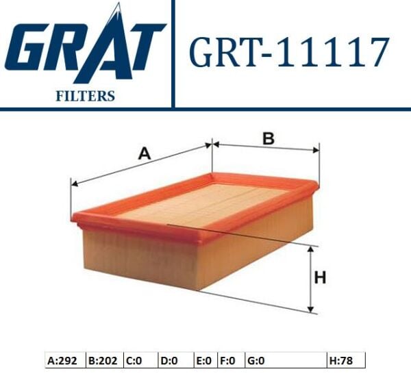 Hava Filtresi GRAT 11117/S Master III 2.3 OEM 8200795348