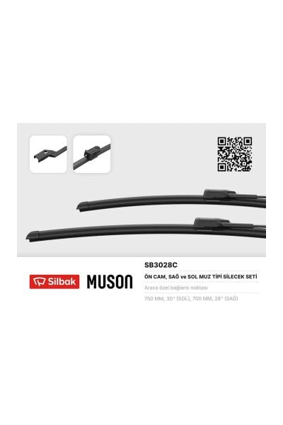 Muz Tip Silecek Süpürgesi 750+700 mm Silbak SB3028C Ford Transit Custom