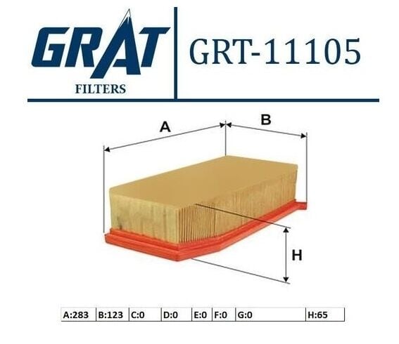 Hava Filtresi GRAT 11105/BX Clio IV / Duster / Symbol OEM 165467674R