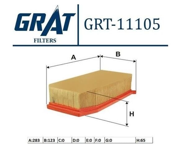 Hava Filtresi GRAT 11105K/BX Clio IV / Dokker 2012-2020 Captur 2013-2017 OEM 165467674R