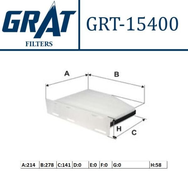 Polen Filtresi Karbonlu GRAT GRT15400/C Golf / Jetta / Passat OEM 1K1819653B