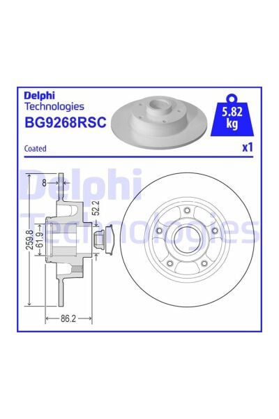 Arka Fren Diski Rulmanlı Sedan Delphi BG9268RSC Renault Megane IV 2016-2024