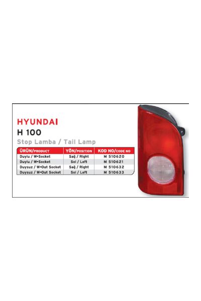 Sol Stop Lambası Mars 510633 Hyundai H100 1996-2003