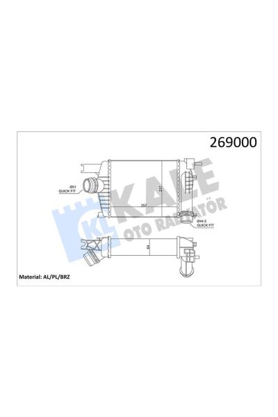 Turbo Radyatörü Kale 050CAC060 Renault Clio IV 2012-2021 / Captur I 2013-2019 / Dacia Duster 2013-2017