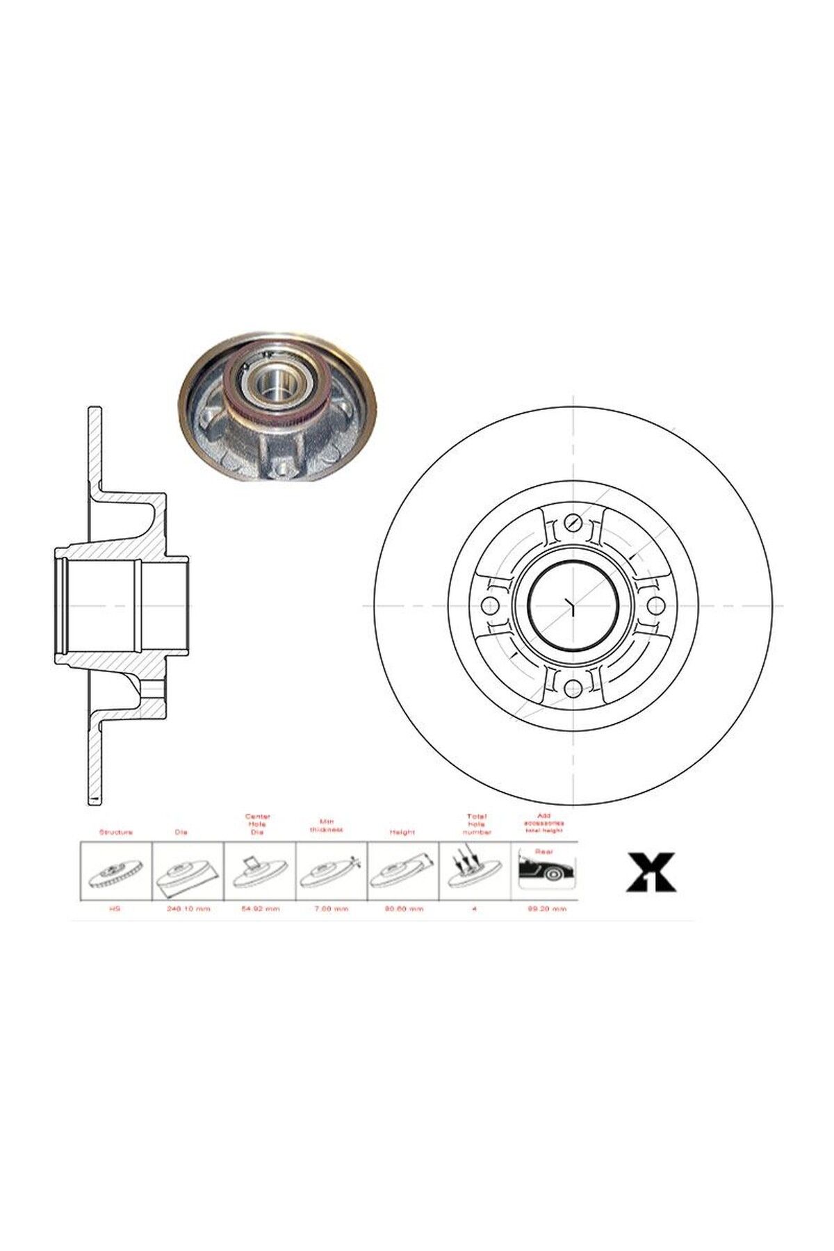 Arka Fren Diski Rulmanlı ABS Sensörlü 2'li Set MGA 50417 Renault Megane II 2002-2008 / Clio III 2005-2014 / Modus 2004-2013