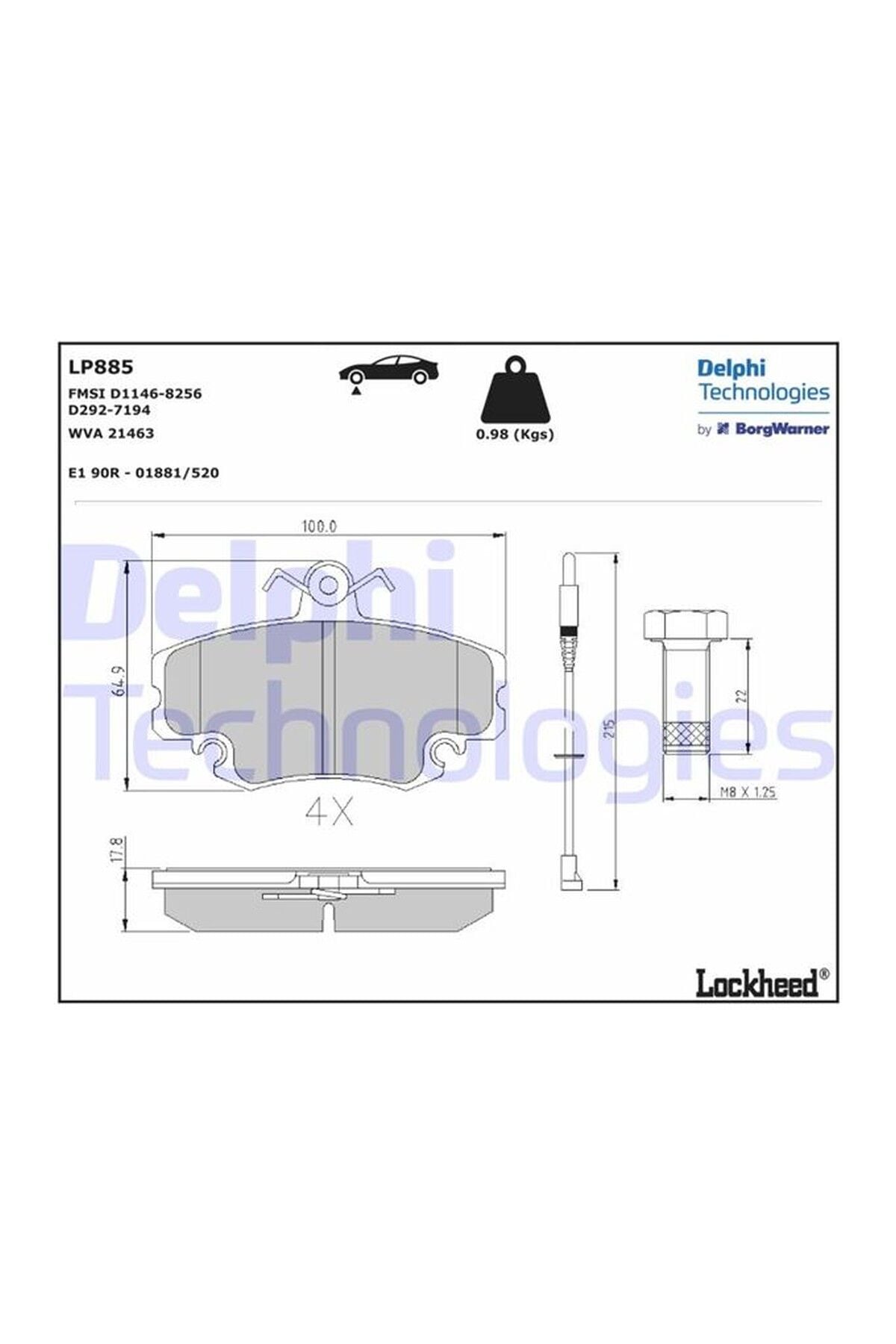 Ön Fren Balatası Delphi LP885 Renault Clio / 9 / 11