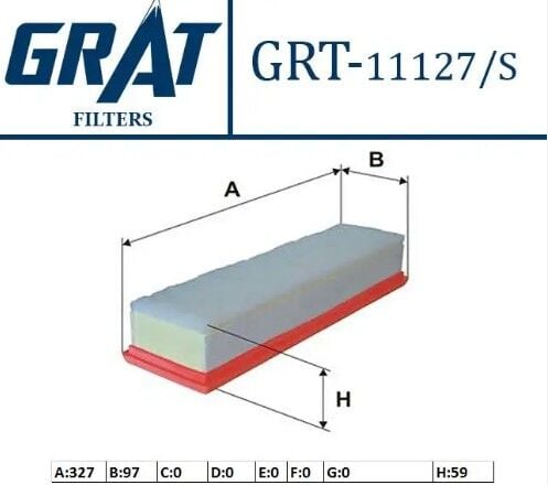 Hava Filtresi GRAT 11127/S Dacia Dokker 2012-2015 1.6 / Lodgy 2012+ 1.6 / Logan 2006-2012 1.4 OEM 165469466R
