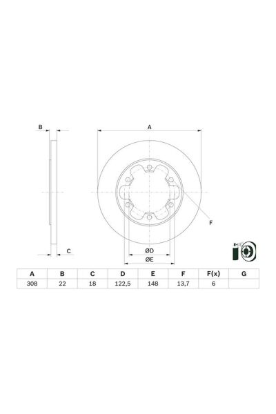Arka Fren Diski Çift Teker Bosch 0986479D43 Ford Transit V363 OEM BK31 2A315 BD