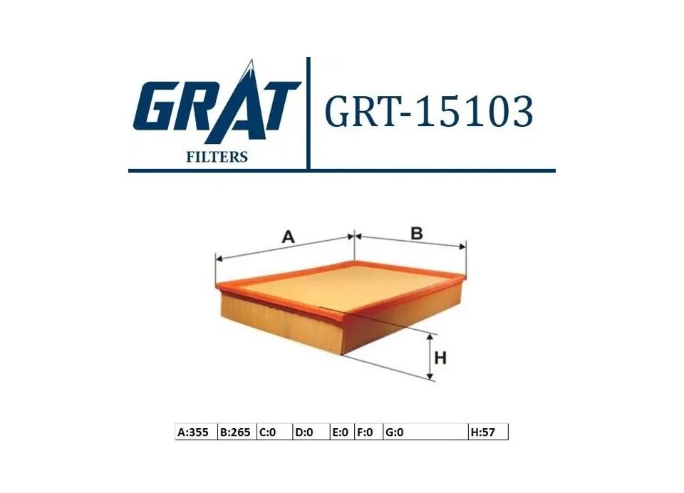 Hava Filtresi Grat 15103 Sprinter 2006+ Crafter 2006-2018 OEM 0000903751