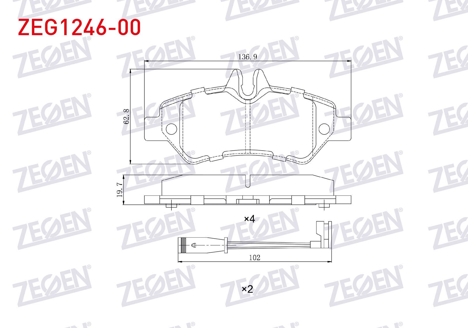 Fren Balatası Zegen ZEG124600 Sprinter 2006-2018 Crafter 2006-2018 OEM 0044206920