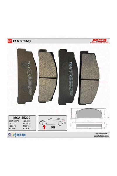 Ön Fren Balatası MGA 55200 Fiat Murat 131