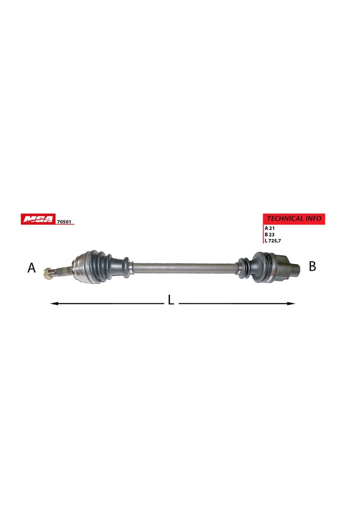 Sağ Aks Komple MGA 70501 Renault Clio I 1990-1998 / Clio II 1999-2016 / Symbol 2000-2008