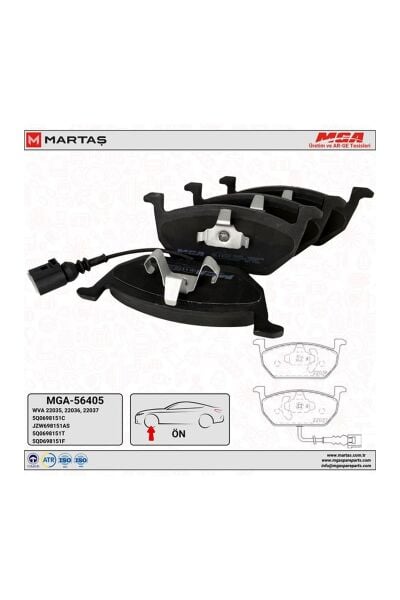 Ön Balata Kablolu MGA 56405 Volkswagen Golf 2013+ / Audi A3 2013-2016 / Seat Leon 2013+ OEM 5Q0698151C