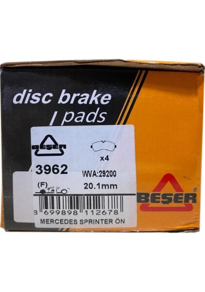 Ön Fren Balatası Çift Teker Beser 3962 Sprinter 2006-2018 / 2018+ 651/654 Motor Crafter 2006-2018 OEM 0044208220