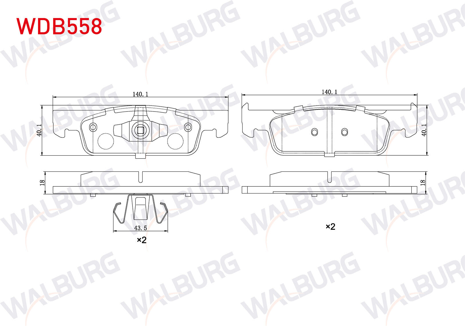 Ön Fren Balatası Çift Teker Walburg WDB588 Sprinter 2006-2018 / 2018+ 651/654 Motor Crafter 2006-2018 OEM 0044208220