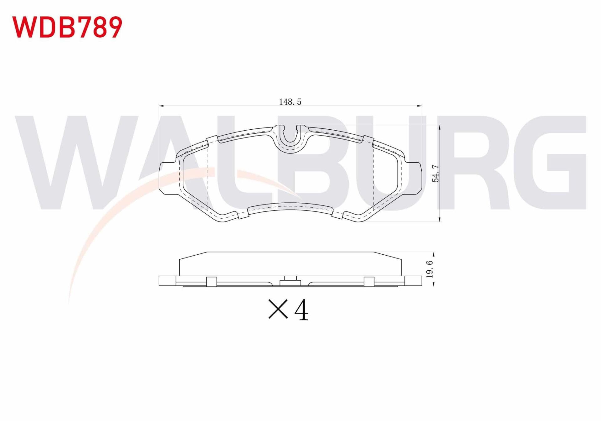 Arka Fren Balatası Tek Teker Walburg WDB789 Sprinter 2018+ 651/654 Motor OEM 9104203700