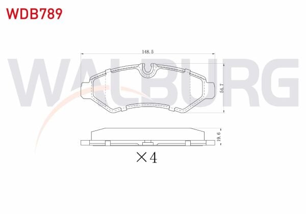 Arka Fren Balatası Tek Teker Walburg WDB789 Sprinter 2018+ 651/654 Motor OEM 9104203700