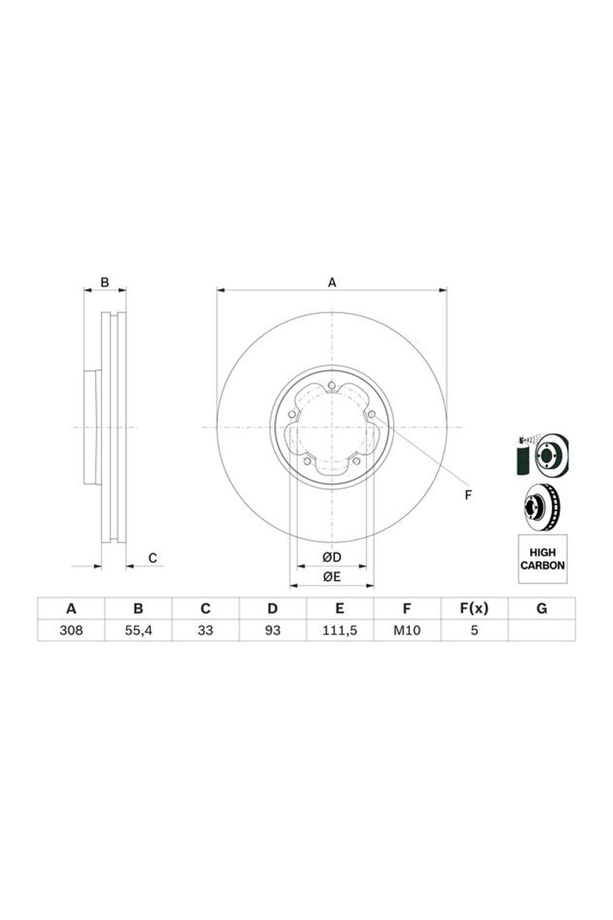 Ön Fren Diski Bosch 0986479F46 Ford Transit V363 V362 OEM BK21 1125 A1D