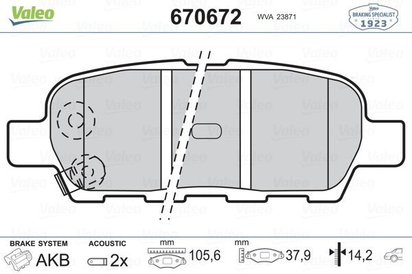 Fren Balatası Valeo 670721 Crafter 2018+ OEM 2N0698151B