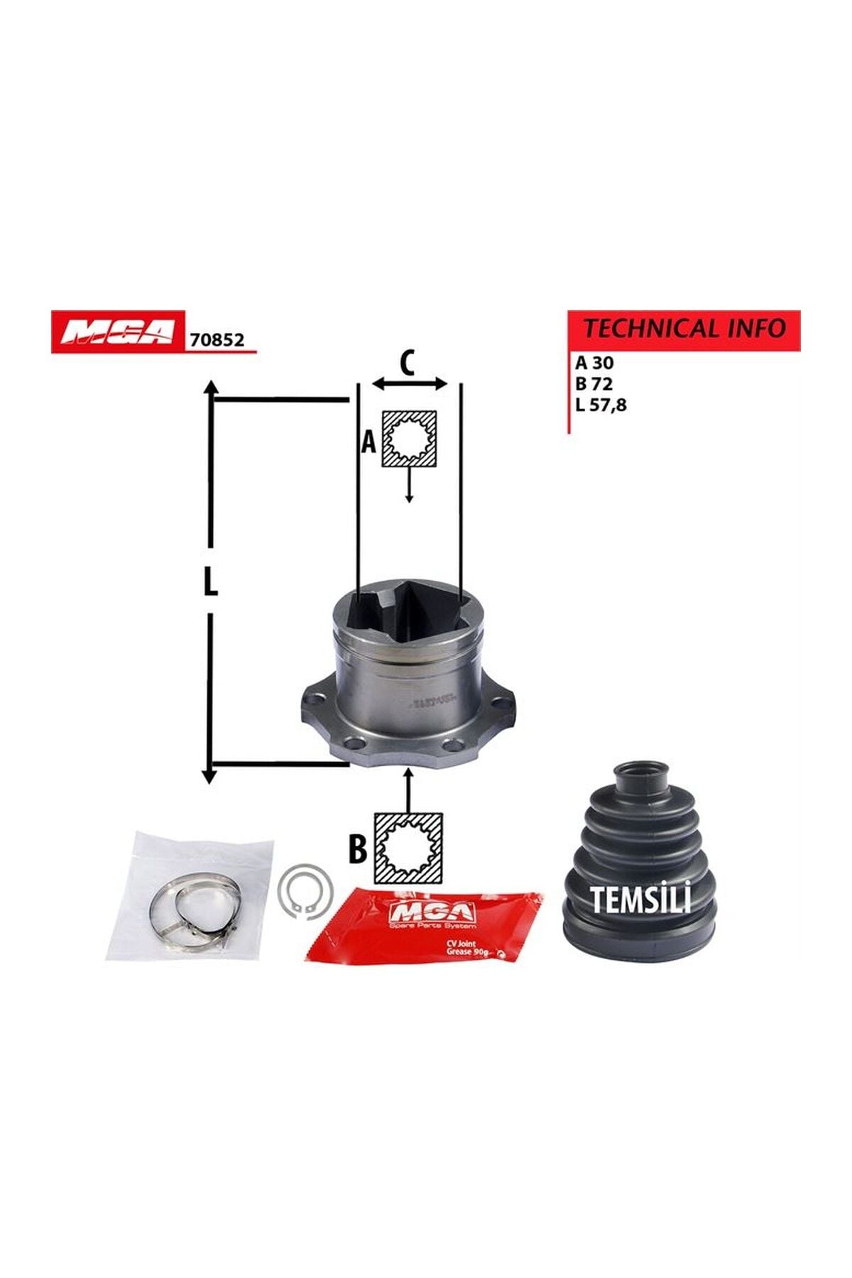 İç Aks Kafası Otomatik MGA 70852 Volkswagen Golf IV / Bora