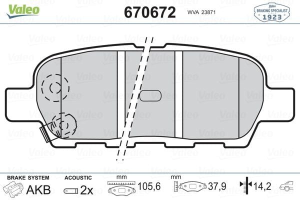 Fren Balatası Valeo 670721 Crafter 2018+ OEM 2N0698151B